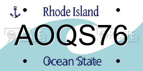 AOQS76 Rhode Island License Plate