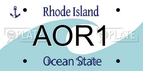 AOR1 Rhode Island License Plate
