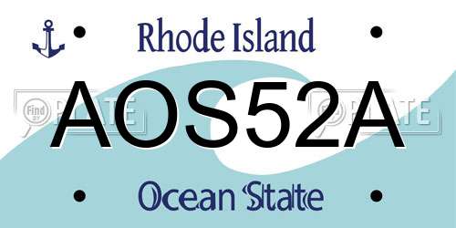 AOS52A Rhode Island License Plate