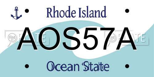 AOS57A Rhode Island License Plate