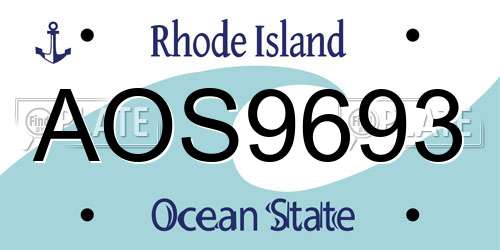 AOS9693 Rhode Island License Plate