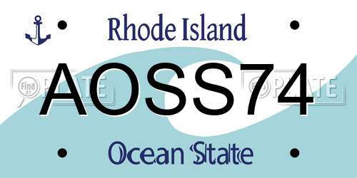AOSS74 Rhode Island License Plate