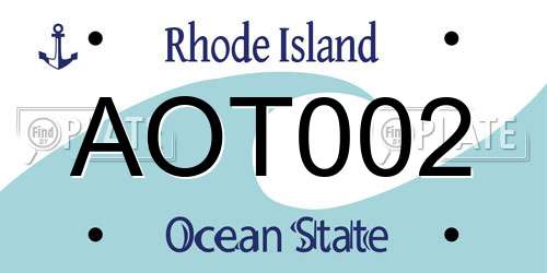 AOT002 Rhode Island License Plate