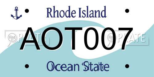 AOT007 Rhode Island License Plate