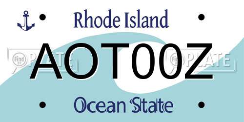 AOT00Z Rhode Island License Plate