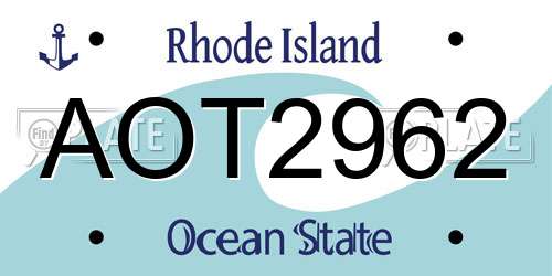 AOT2962 Rhode Island License Plate