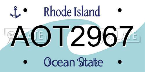 AOT2967 Rhode Island License Plate