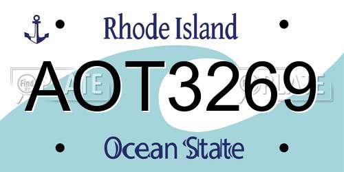 AOT3269 Rhode Island License Plate