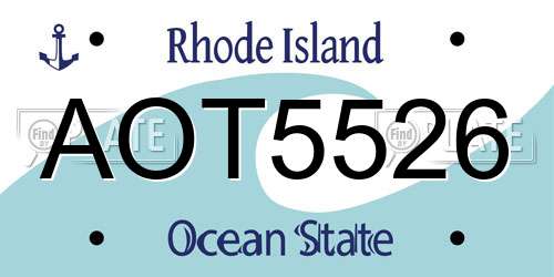 AOT5526 Rhode Island License Plate