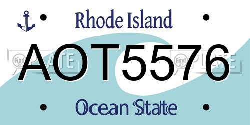 AOT5576 Rhode Island License Plate