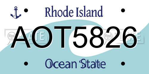 AOT5826 Rhode Island License Plate
