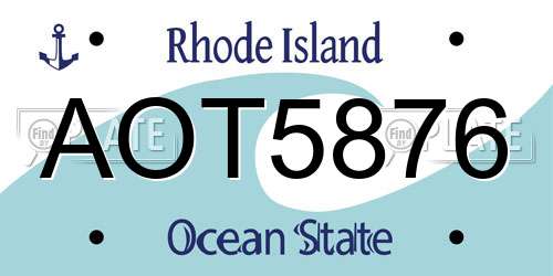 AOT5876 Rhode Island License Plate