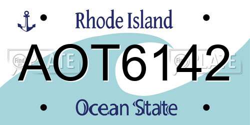 AOT6142 Rhode Island License Plate