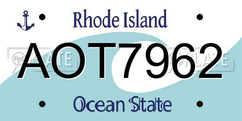 AOT7962 Rhode Island License Plate