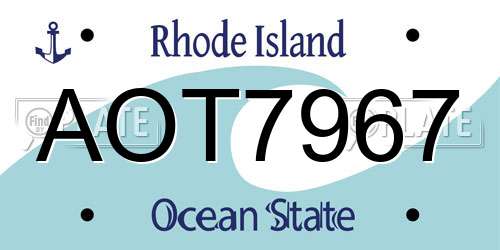 AOT7967 Rhode Island License Plate