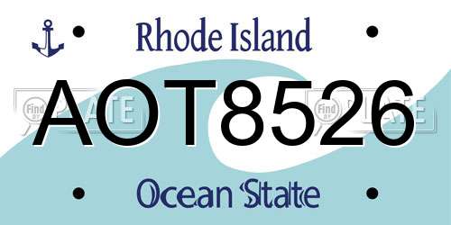 AOT8526 Rhode Island License Plate