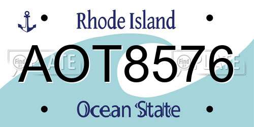AOT8576 Rhode Island License Plate