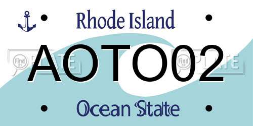 AOTO02 Rhode Island License Plate