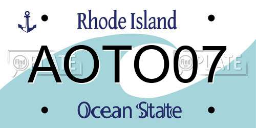 AOTO07 Rhode Island License Plate