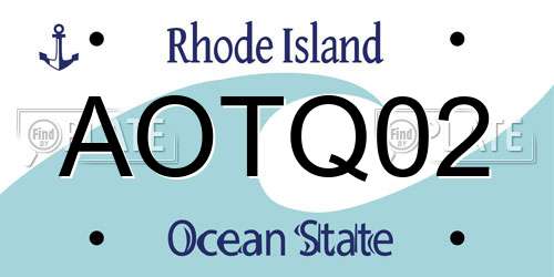 AOTQ02 Rhode Island License Plate
