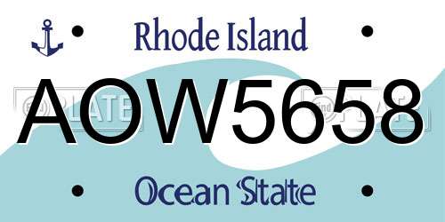 AOW5658 Rhode Island License Plate