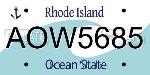 AOW5685 Rhode Island License Plate