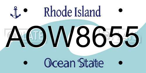 AOW8655 Rhode Island License Plate