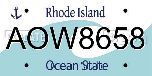 AOW8658 Rhode Island License Plate