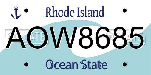 AOW8685 Rhode Island License Plate