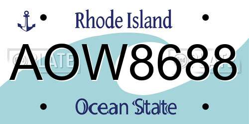 AOW8688 Rhode Island License Plate