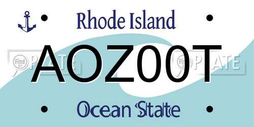 AOZ00T Rhode Island License Plate