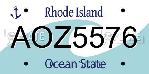 AOZ5576 Rhode Island License Plate