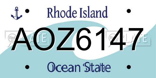 AOZ6147 Rhode Island License Plate