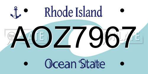 AOZ7967 Rhode Island License Plate