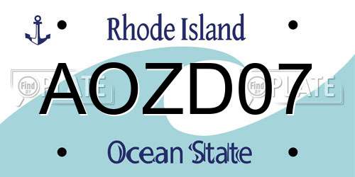 AOZD07 Rhode Island License Plate