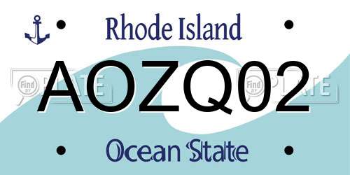 AOZQ02 Rhode Island License Plate