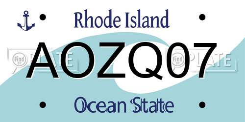 AOZQ07 Rhode Island License Plate