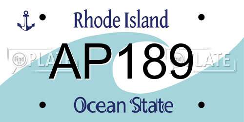 AP189 Rhode Island License Plate