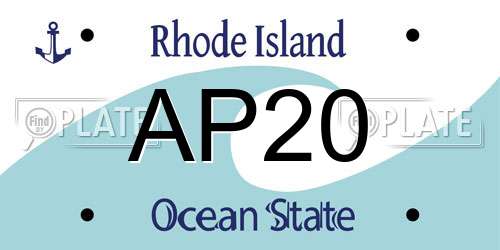 AP20 Rhode Island License Plate