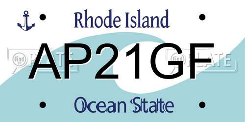 AP21GF Rhode Island License Plate