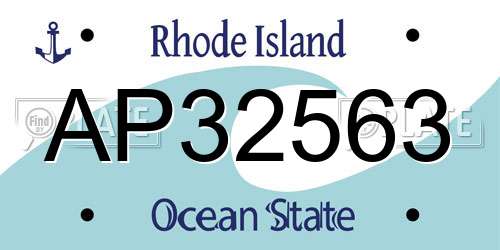 AP32563 Rhode Island License Plate