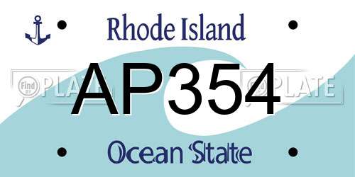 AP354 Rhode Island License Plate