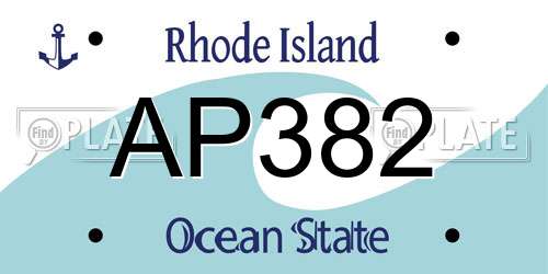 AP382 Rhode Island License Plate