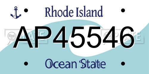 AP45546 Rhode Island License Plate