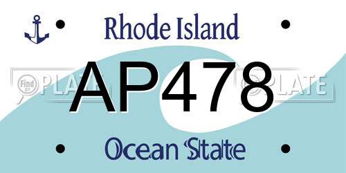 AP478 Rhode Island License Plate