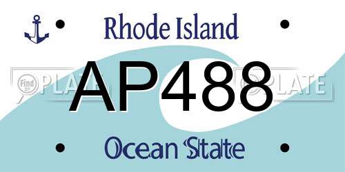 AP488 Rhode Island License Plate