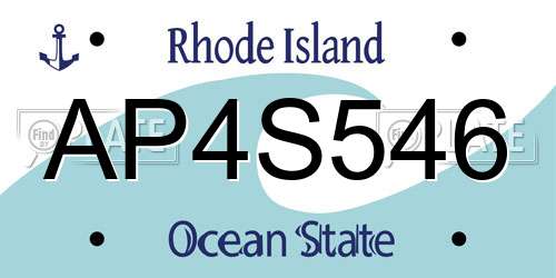 AP4S546 Rhode Island License Plate