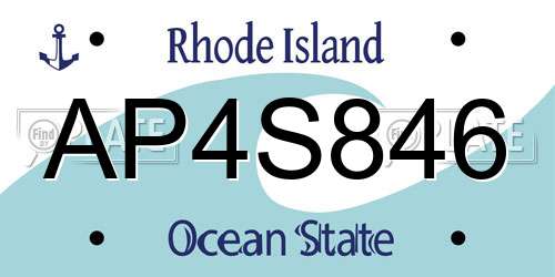AP4S846 Rhode Island License Plate