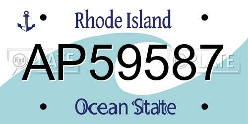 AP59587 Rhode Island License Plate