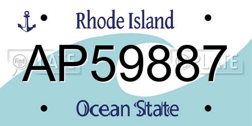 AP59887 Rhode Island License Plate